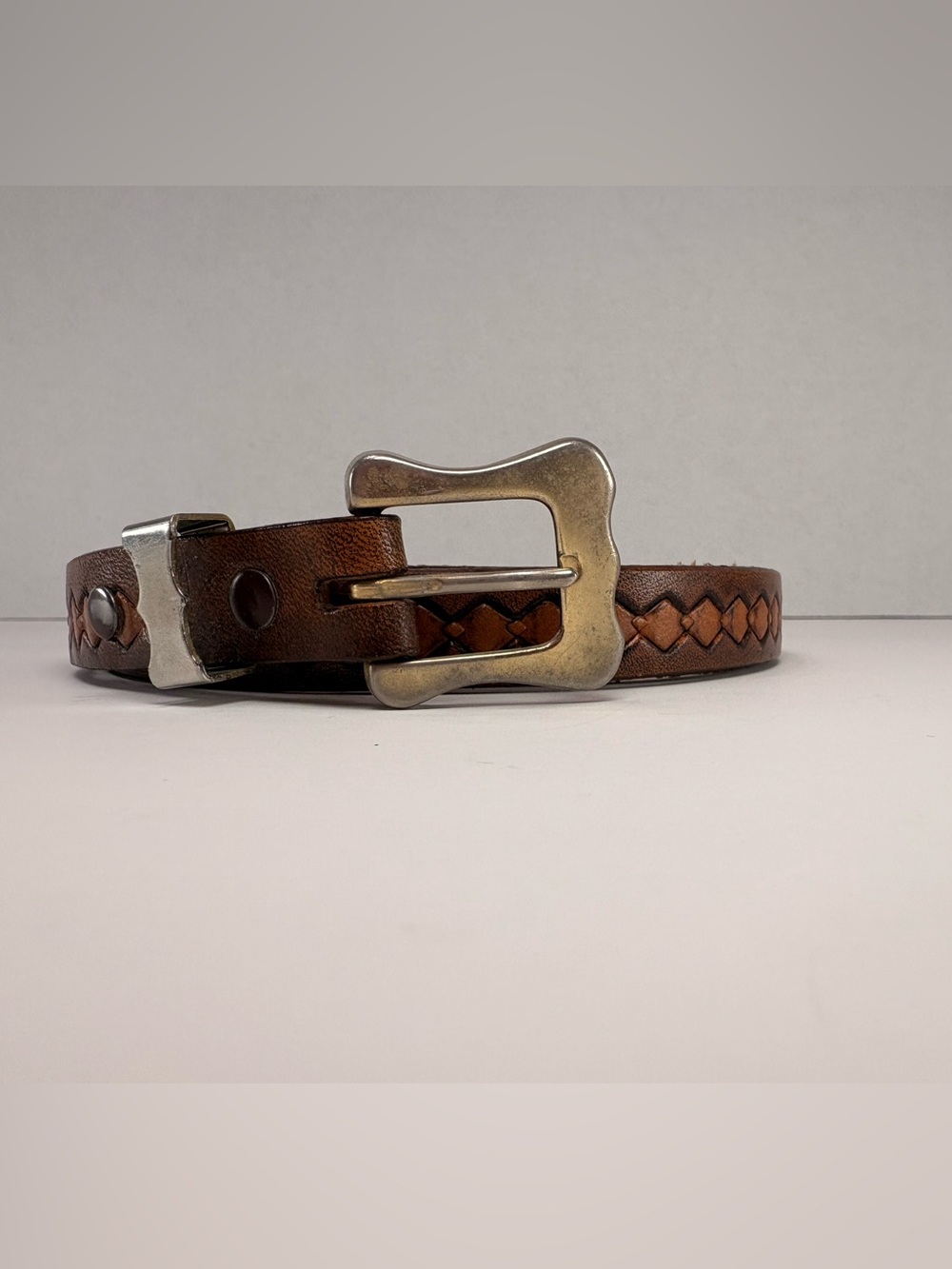 Justin Top Grade Cowhide Leather Western Belt Brown Tooled Cowboy Belt